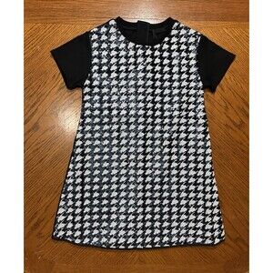 Fun & Fun Black White Sequins Dress Houndstooth Back Zipper Size 11  Years NWT